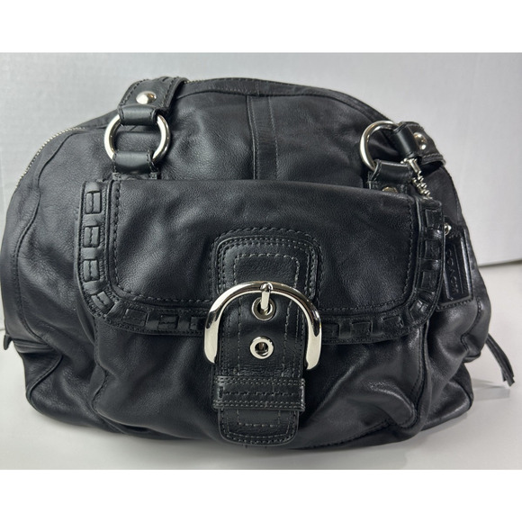 Coach Soho Courtney Buckle Domed Leather Shoulder Bag Flap Fold Over Satchel - Picture 2 of 16